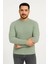 Erkek Bisiklet Yuvarlak Yaka Triko Kazak Pamuklu Kalın Fitilli Dokuma, Regular Fit Uzun Kollu Kışlık Model - Mint Yeşili 4