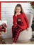 Yeni Yıl Interlok Pijama Takımı Kırmızı-Siyah 1