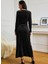 Kadın Uzun Kollu Kruvaze Yaka Yırtmaçlı Kadife Elbise 2