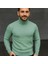 Erkek Balıkcı Yaka Bağazlı Triko Kazak Pamuklu Kalın Fitilli Dokuma, Regular Fit Uzun Kollu Kışlık Model - Mint Yeşili 2