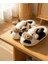 Tatlı Inek Siyah Yumuşak Tüylü Peluş Panduf Terlik Unisex Yumuşak Kalın Taban Ev Terliği 1
