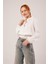 Bel ve Bilek Lastikli Beyaz Bluz 4