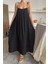 Siyah Askılı Müslin Elbise 4