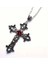 Kırmızı Kristalli Gümüş Gösterişli Haç Motifi 1