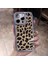 iPhone 12 Promax Uyumlu Leopar Baskılı Deri Kenarları Taşlı Kılıf 4