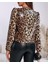 Kadın Uzun Kollu Önü Açık Pulpayet Detaylı Leopar Desenli Kısa Ceket 4