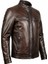 Kahve Erkek Deri Mont - Slim Fit Hakim Yaka Fermuarlı Biker Ceket 3