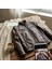 Kahve Erkek Deri Mont - Slim Fit Hakim Yaka Fermuarlı Biker Ceket 6