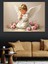 Dua Eden Bebek Melek ve Pembe Güllerle Masumiyet Postoral Renkler Dekoratif Kanvas - Mdf Ahşap Tablo 1