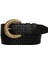 Deri, Gold Tokalı Siyah Desenli Kadın Kemeri 4 cm 6