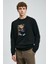 Storm Erkek Sweatshirt Uzun Kol Düz Siyah Regular Fit Konforlu Tasarım 7