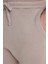 Unisex Relax Fit Rahat Kesim Şardonlu 3 Cepli Lastikli Jogger Paça Bej Eşofman Altı 3