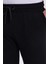 Erkek Slim Fit Dar Kesim Beli Bağcıklı 3 Cepli Geniş Paça Siyah Eşofman Altı 3
