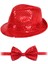 Kırmızı Payetli Şapka ve Papyon Seti – Parıltılı Yetişkin Kostüm Seti 2