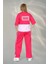 Kadın Spor-Şık Takım – Düğme Detaylı Üst & Yan Şeritli Pantolon - Fuşya 4