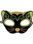 Siyah Kadife Kaplama Üzeri Sarı Yeşil Sim Işlemeli Kedi Maskesi 20X13 cm 2