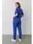 Kadın Fermuarlı Crop Üst & Beli Lastikli Pensli Rahat Kesim Ikili Takım - Mavi 2