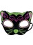 Siyah Kadife Kaplama Üzeri Pembe Yeşil Sim Işlemeli Kedi Maskesi 20X13 cm 2
