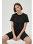 Siyah Kadın Ikili Takım – Basic Crop Üst ve Bisiklet Şort, Spor & Günlük Şık Stil - Siyah 2