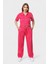 Polo Yaka Ferumar Detaylı Cepli Pamuklu Tüylenmez Rahat Kalıp Bluz ve Pantolon Takım - Pembe 1