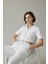 Kadın Fermuarlı Crop Üst & Beli Lastikli Pensli Rahat Kesim Ikili Takım - Beyaz 1