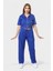 Polo Yaka Ferumar Detaylı Cepli Pamuklu Tüylenmez Rahat Kalıp Bluz ve Pantolon Takım - Mavi 3