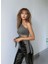 Kadın Belden Bağlama Detay Tek Kol Uzun Açık Spor Şık Rahat Kalıp Crop Top Bluz 2