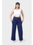 Trend Geniş Paça Şeritli Beli Bağcıklı Rahat Kesim Eşofman Altı - Lacivert 1