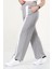 Kadın Geniş Paça Şeritli Yüksek Bel Bol Eşofman Altı - Gri 3