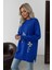 Çiçek Taş Işlemeli Uzun Kollu Triko Tunik Zarif ve Konforlu Günlük Kombinlere Uygun - Mavi 3