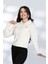 Cepli Düğmeli Örgü Detaylı Rahat ve Moderen Şık Triko Gömlek - Beyaz 1