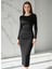 Uzun Kollu Vücuda Oturan Siyah Midi Elbise – Şık Gece & Günlük Model 1