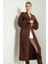 Kadın Uzun Oversize Triko Hırka – Cepli, Kalın Dokulu, Şık ve Rahat Model - Kahverengi 1