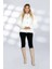 Günlük Kullanıma Uygun Rahat Kalıp Cepli ve Büyük Düğme Detaylı Şık Triko Hırka Modeli - Beyaz 1