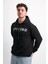 Oversize Geniş Kalıp Baskılı Kapüşonlu Erkek Sweatshirt 1