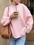 Kadın Balıkçı Yaka Oversize Yeni Sezon Triko Kazak - Pembe 1