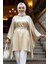 Yarasa Kol Gold Tesettür Saten Tunik 41443GOLD 3