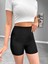 Kadın Dalgıç Kumaş Toparlayıcı Yüksek Bel Çok Amaçlı Biker Şort Tayt - Siyah 5