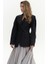 Briella Kadın Siyah Blazer Ceket Dokuma Kumaş Belden Oturtmalı Casual Stil 8