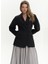 Briella Kadın Siyah Blazer Ceket Dokuma Kumaş Belden Oturtmalı Casual Stil 11