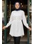 Düğmeli Beyaz Tesettür Tunik 10025B 5