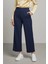 Bilek Boy Çimalı Beli Lastikli Cepli Scuba Pantolon- Lacivert 1