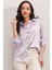 3964 Hafif Dökümlü Saten Gömlek - B.lila 1
