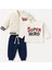 Akl Moda Kids Erkek Bebek Kapitoneli Krem Montlu Eşofman Sweatshirt 3 Lü Erkek Bebek Takım 2