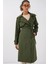 5938 Kruvaze Yaka Trençkot - Haki 3