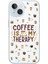Iphone 13-Iphone 14 Uyumlu Desenli Şeffaf Silikon Kılıf Coffee 1