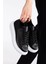 Günlük Sneaker Kadın Spor Ayakkabı Bağcıklı Siyah Beyaz Kaydırmaz Taban 3