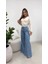 Cottonlab Kadın Yüksek Bel Paçaya Doğru Geniş Kesimli Kot Pantolon 5