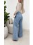 Cottonlab Kadın Yüksek Bel Paçaya Doğru Geniş Kesimli Kot Pantolon 4
