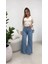 Cottonlab Kadın Yüksek Bel Paçaya Doğru Geniş Kesimli Kot Pantolon 6